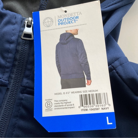 Mondetta Mens Hooded Active Jacket Size Large Navy NWT - Picture 3 of 12